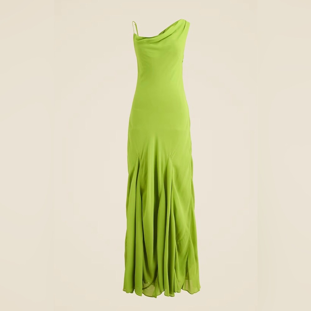 J. Crew Neon Green Cowl Neck Maxi Dress
